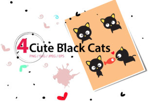 Cute Black Cats Graphics and Illustrations