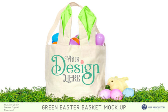 Easter Basket Mockup for Graphics and Tote Bags
