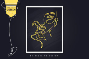 Girl Flower Line Art Poster