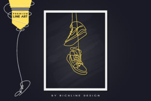 Line Art Poster Basketball Sneakers