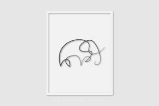Line Art Poster Elephant Graphics and Illustrations