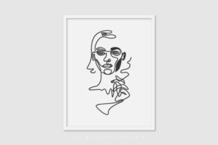 Line Art Poster Girl Smooking