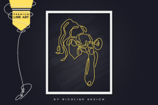 Line Art Poster Girl Wine