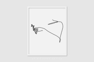 Line Art Poster Hand Bonusflower Graphics