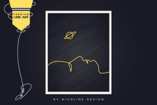 Line Art Poster Planet Man Graphics and Illustrations