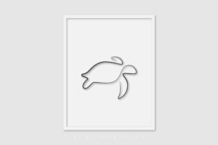 Line Art Poster Turtle: Graphics and Illustrations for Editorial Use
