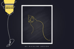 Premium Cat Animal Line Art Poster