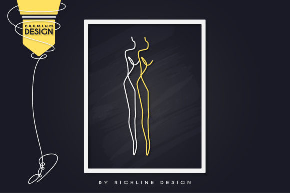 Sexy Girl Double Line Art Poster